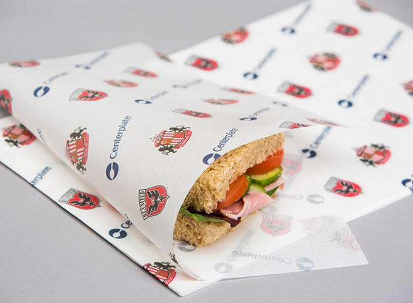 Custom Logo Printed Wax Paper Grease Proof Sandwich Paper – Fastfoodpak