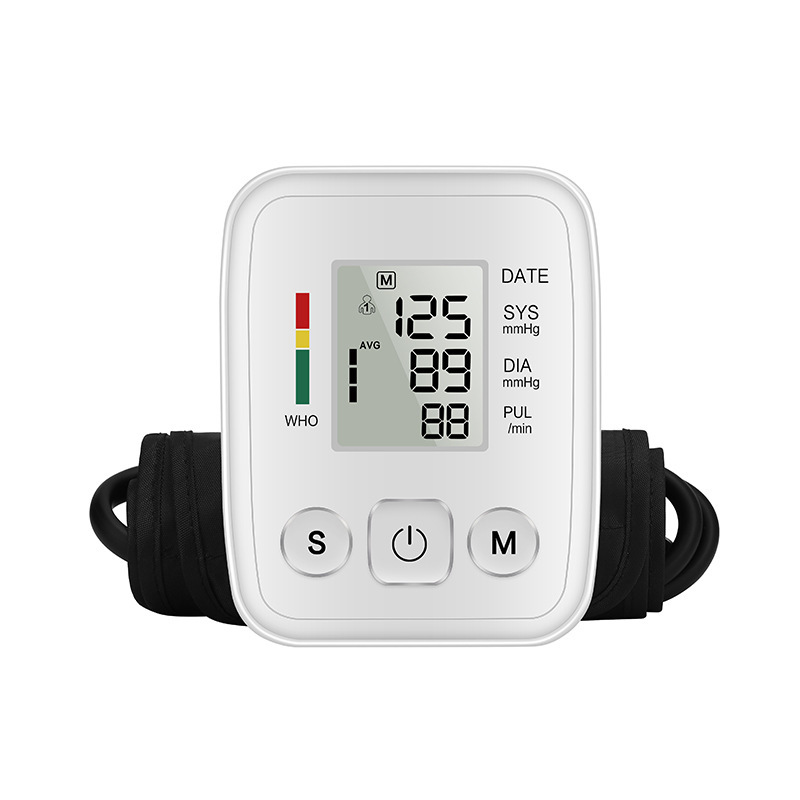 Portable Small Blood Pressure Monitors for Home Use White Travel BP Machine Blood Pressure Cuff Automatic Arm High Blood Pressure Monitors for Adult with Large Screen Voice Broadcast