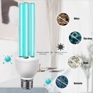E27 UV Lamp Air Purifier UV Light Sterilization Lamp with Ozone for Odor Room Air Purification