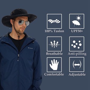 UPF50+ Outdoor Mosquito Head Net Fishing Large Bucket Hat Adjustable Cap  for Men Women