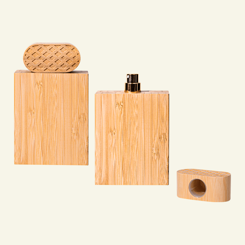 China New Product 50ml 100ml Glass Perfume Bottle with Bamboo/Wooden Lid