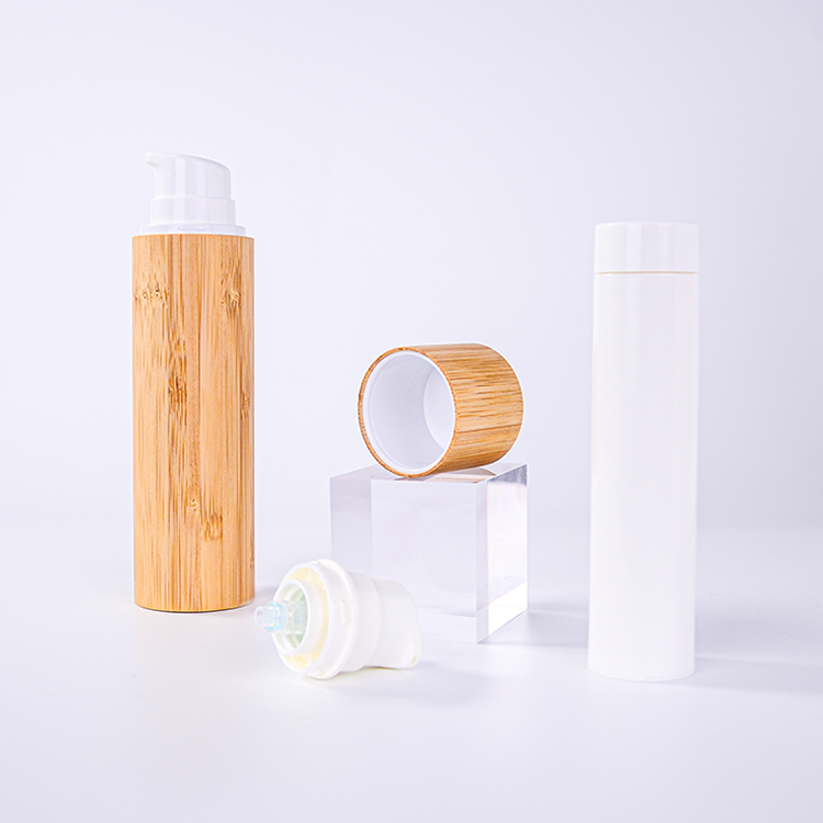 Refillable Emulsion bamboo Bottle Refillable, 100% biodegradable outer case, Recyclable, Reuse