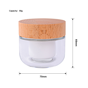 50g glass jar with wood lid Refillable