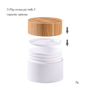 Hot sale Factory Packaging Container 30g 50g 100g Bamboo Body Butter Face Cream Frosted Cosmetic Glass Jars with Lid