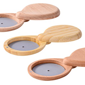 Pear Shaped Bamboo Compact Powder container Refillable