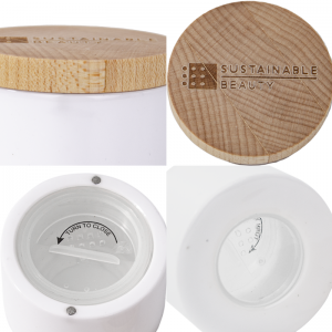 Refillable Bamboo+Ceramic Loose Powder Container