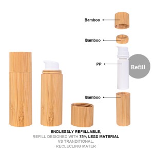 Bamboo Refillable Airless Lotion Bottle