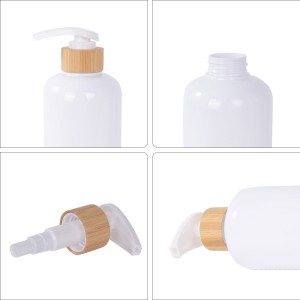 Shampoo Pump Bottle with Bamboo Collar