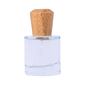 Perfume bottle with bamboo or wood cap