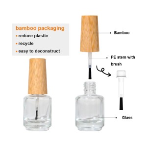 Organic-Inspired Bamboo Lidded Glass Nail Polish Bottles