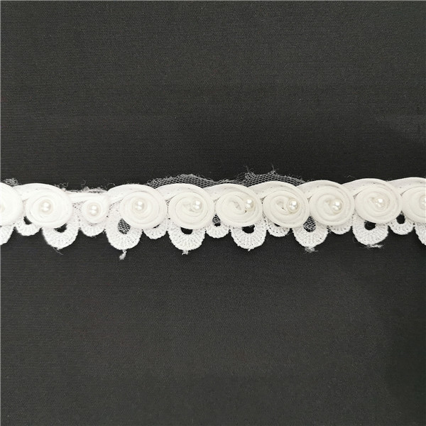 Europe style for Embroidery Cording Lace - White chemical lace water soluble lace trim with pearls – New Swell