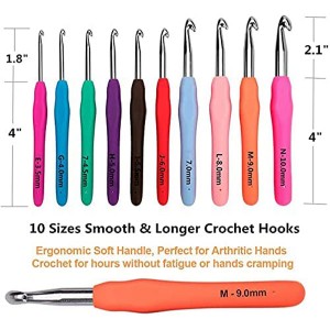Crochet Hooks Kit & Sewing Project Kits, Full Crochet Hooks Set with Sewing Thread Accessories