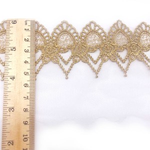 18 Years Factory China Factory Supply Elegant Style Polyester Embroidery Floral Mesh Border Lace Trim for Dress