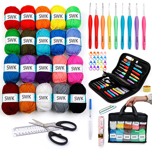 73PCS Crochet Accessories Set With Large Acrylic Yarn Skeins