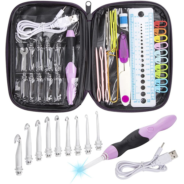 New Arrival China Wooden Sewing Kits - LED Crochet Hooks Set,9 Interchangeable Heads Light Up with Case – New Swell