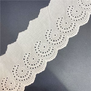 Scalloped Edge Embroidered Tulle Mesh Cotton Lace Trim
