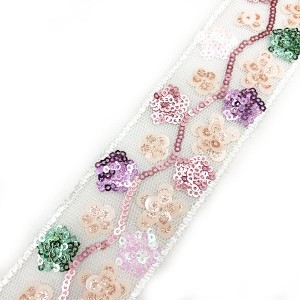 2019 High quality China High Quality Trim Lace Fabric Elastic Stretch Soft Embroidery Lace Fabric Knitted Multicolor Lace Trim for Lingerie or Ladies Dress