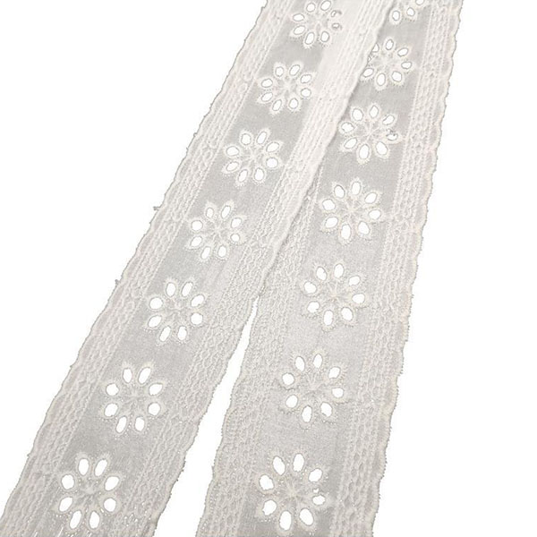 Factory supplied Guangzhou Decorative Border Flower Scalloped Embroidery Lace Trim Wholesale