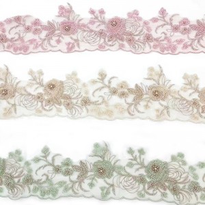 Custom Special Hot Selling High Quality End Trim Embroidered Tulle Lace Fabric