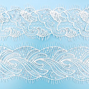 Excellent quality White Organic Cotton Lace Trim with Customized Design Pattern