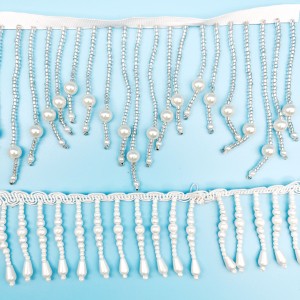 Pearl Beaded Lace Trim Fashion Garments Accessory Pearl Cotton Ribbon Trim