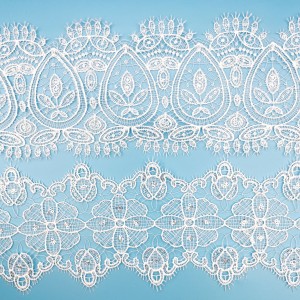 Excellent quality White Organic Cotton Lace Trim with Customized Design Pattern
