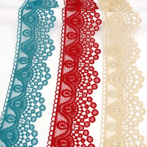 Factory For Polyester Thread For Sewing Machine - Good Quality Beautiful Model Polyester Fancy Embroidery Red Flower Lace Trimming – New Swell