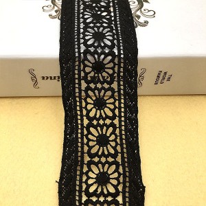 Fancy Milk Silk Chemical Lace Trims with White And Gold Color