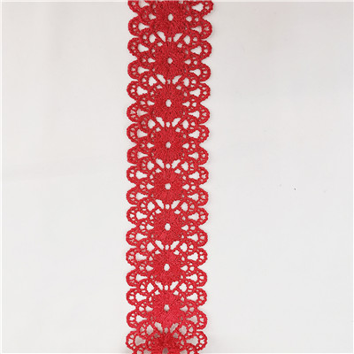 OEM/ODM Manufacturer Elastic Lace - Good Quality Beautiful Model Polyester Fancy Embroidery Red Flower Lace Trimming – New Swell