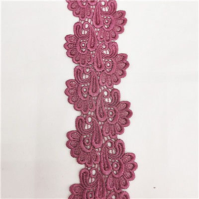Good Wholesale Vendors Embroidery Chemical Lace Trim - Manufacturer Custom Flower Border Chemical Embroidery Lace Trimming for Dress – New Swell