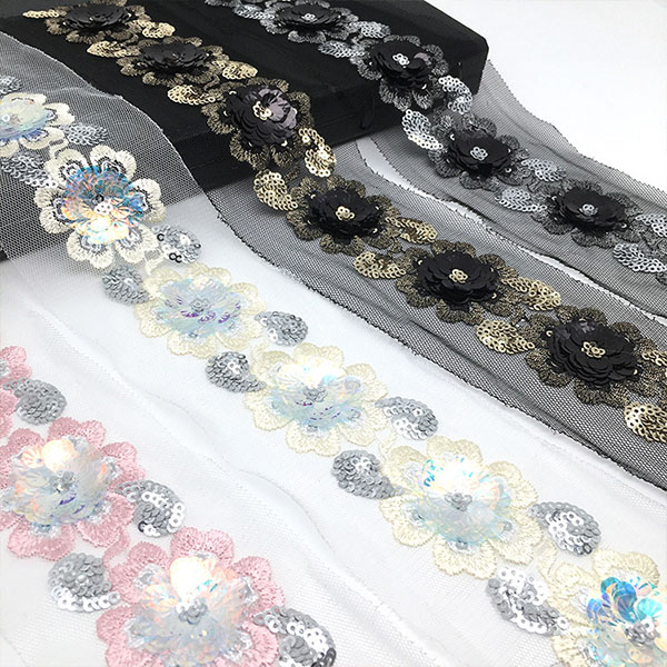 Wholesale More Colors African Sequins Lace Trimming for Dress