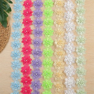 High Performance China Flower Lace Trim in Any Color, Customized Deign