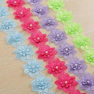 Manufacturer Custom Flower Border Chemical Embroidery Lace Trimming for Dress