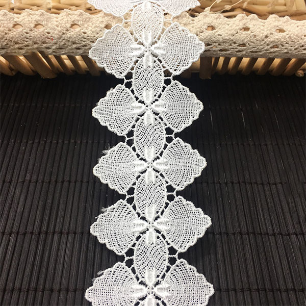 Quoted price for White Stretch Lace Abstract Design Lace Trim