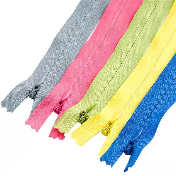 2019 Good Quality China Colored Cotton Tape Invisible Zipper with Decorative Zipper Pull Retail or Wholesale