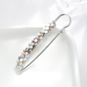 Faux Pearl Brooch Pins Elegant Pearl Cardigan Collar Brooch Clips for Women