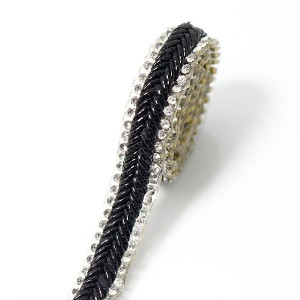 Crystal Rhinestone Ribbon Hot Fix Ribbon Iron On Appliques for Dress Shoe Adornment