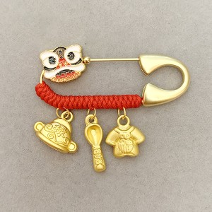 Fashion Chinese style Golden Safety Pin Jewelry Brooch Breastpin