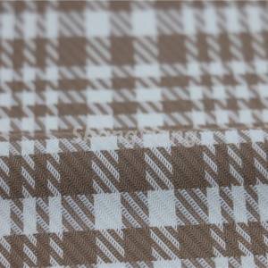 Yard dyed brown color Houndstooth Plaid with soft handfeel Heavy weight