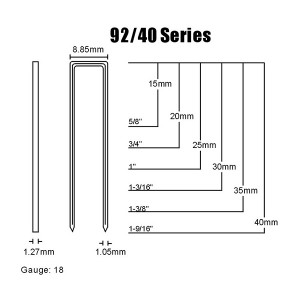 92 series staple 18ga stapler pin 18 Gauge Staples
