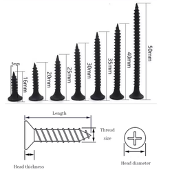 Hot dipped galvanized 3.5*25 drywall screw fine thread or coarse thread black phosphated drywall screws