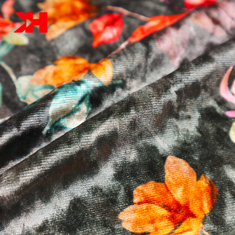 floral print velvet fabric for curtain