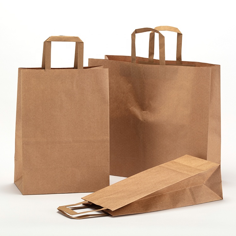 Hot sale Factory Cardboard Paper Bag - Custom Logo Recycled Flat Handle Flexo Printing Kraft paper Bag – Shengyuan
