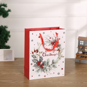 Christmas red ribbon card paper bag