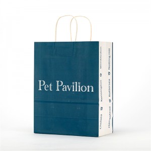 Four Side Printing White Kraft Paper Bag With Handle