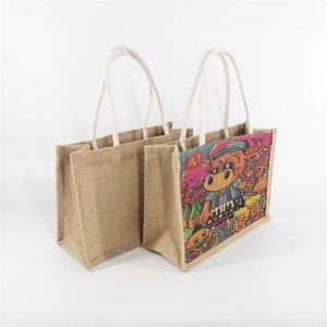 Custom Printed Eco-Friendly Leather Jute Bag