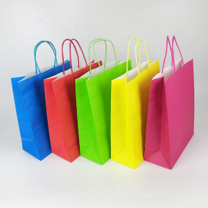 Customized Multicolor Multi Size Kraft Paper Bag with handle