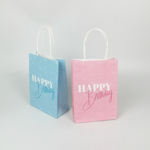 Recycle christmas kraft paper bag with handle