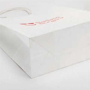 White Kraft Paper Belt Portable Shopping Bag