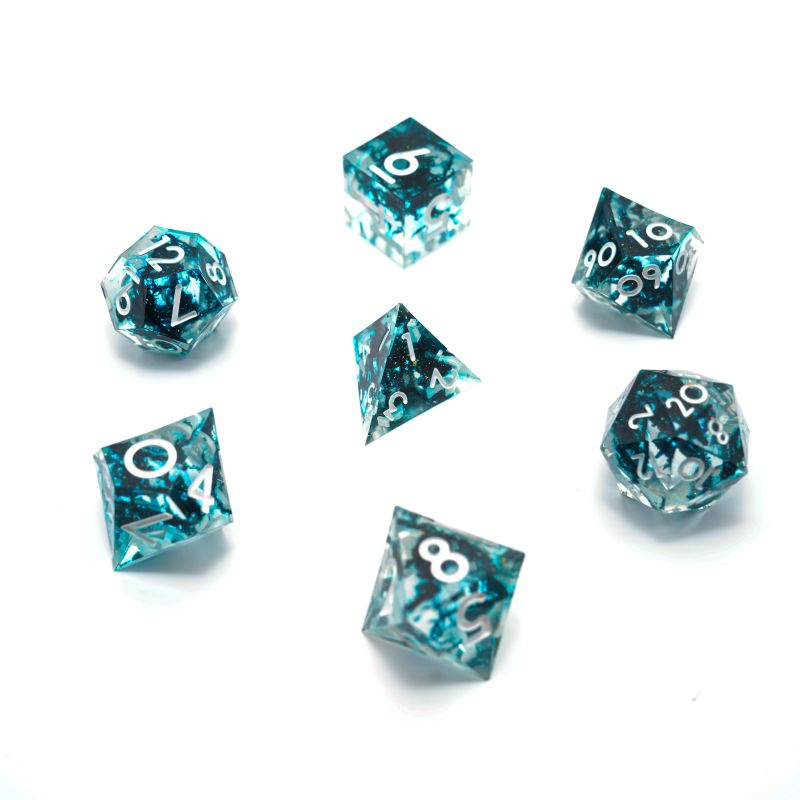 Sharp font colored resin moss dice